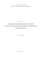 Modeli za preporučivanje autorskih tekstualnih materijala bazirani na sadržaju te dubokom učenju