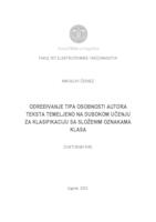 Određivanje tipa osobnosti autora teksta temeljeno na dubokom učenju za klasifikaciju sa složenim oznakama klasa