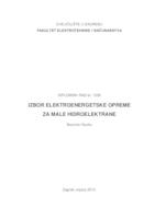 Izbor elektroenergetske opreme za male hidroelektrane