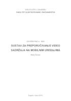 Sustav za preporučivanje video sadržaja na mobilnim uređajima