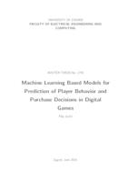 Modeli za predviđanje ponašanja korisnika digitalne igre i odluka o plaćanju dodatnog sadržaja temeljeni na strojnom učenju