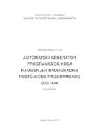 Automatski generator programskog koda namijenjen nadogradnji postojećeg programskog sustava