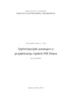 Optimizacijski postupci u projektiranju rijetkih FIR filtara