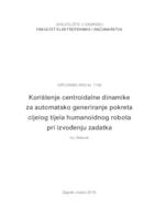 Korištenje centroidalne dinamike za automatsko generiranje pokreta cijelog tijela humanoidnog robota pri izvođenju zadatka