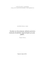 Sustav za donošenje odluke pomoću metode Analitički hijerarhijski proces (AHP)