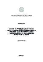 Model za procjenu naponskih prilika u frekvencijskom području u dijelu elektroenergetske prijenosne mreže bez nadzora kvalitete napona