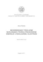 Neodređenost procjene niveliranog troška proizvedene energije u nuklearnoj elektrani