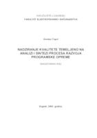 Nadziranje kvalitete temeljeno na analizi i sintezi procesa razvoja programske opreme