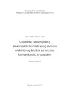 Upotreba istosmjernog elektronički komutiranog motora električnog bicikla za zvučnu komunikaciju s vozačem