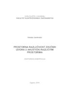 Prostorna razlučivost zvučnih izvora u akustički različitim prostorima