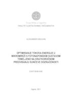 Optimiranje tokova energije u mikromreži s fotonaponskim sustavom temeljeno na kratkoročnom predviđanju sunčeve dozračenosti