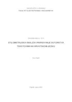 Stilometrijska analiza i pripisivanje autorstva tekstovima na hrvatskom jeziku