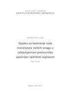 Sustav za testiranje rada tranzistora velikih snaga u istosmjernom pretvorniku upravljan optičkim signalom