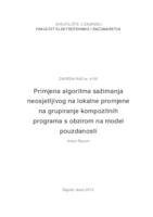 prikaz prve stranice dokumenta Primjena algoritma sažimanja neosjetljivog na lokalne promjene na grupiranje kompozitnih programa s obzirom na model pouzdanosti