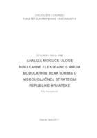 prikaz prve stranice dokumenta Analiza moguće uloge nuklearne elektrane s malim modularnim reaktorima u niskougljičnoj strategiji Republike Hrvatske