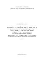 prikaz prve stranice dokumenta Razvoj izvještajnog modula sustava elektroničkog učenja za potrebe studenata visokog učilišta