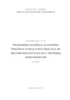 prikaz prve stranice dokumenta Programsko rješenje za podršku praćenja stanja djece oboljele od malignih bolesti koja su u tretmanu kemoterapijom