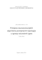 prikaz prve stranice dokumenta Primjena neuroevolucijskih algoritama promjenjivih topologija u igranju računalnih igara