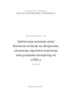 prikaz prve stranice dokumenta Optimiranje položaja ulaza Booleove funkcije za sklopovsko ostvarenje algoritma kriptiranja toka podataka temeljenog na LFSR-u