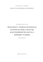 prikaz prve stranice dokumenta Mogućnosti i troškovi integracije vjetroelektrana u hrvatski elektroenergetski sustav u narednih 10 godina