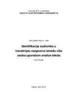 prikaz prve stranice dokumenta Identifikacija sudionika u transkriptu razgovora između više osoba uporabom analize teksta