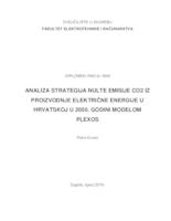 prikaz prve stranice dokumenta Analiza strategija nulte emisije CO2 iz proizvodnje električne energije u Hrvatskoj u 2050. godini modelom PLEXOS