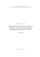 prikaz prve stranice dokumenta Programiranje tehnoloških objekata za apsolutno i relativno pozicioniranje upotrebom kontrolera S7-1511TF