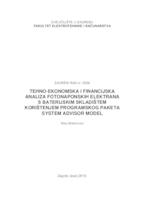 prikaz prve stranice dokumenta Tehno-ekonomska i financijska analiza fotonaponskih elektrana s baterijskim skladištem korištenjem programskog paketa System Advisor Model