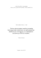 prikaz prve stranice dokumenta Tehno-ekonomska analiza projekta fotonaponske elektrane za samoopskrbu električnom energijom na obiteljskim kućama po ESCO modelu