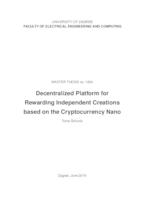 prikaz prve stranice dokumenta Decentralizirana platforma za nagrađivanje nezavisnog stvaralaštva temeljena na kriptovaluti Nano