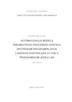 prikaz prve stranice dokumenta Automatizacija modela pneumatskog procesnog sustava upotrebom programirljivog logičkog kontrolera S7-1500 u programskom jeziku LAD