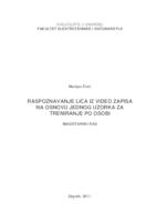 prikaz prve stranice dokumenta Raspoznavanje lica iz video zapisa na osnovu jednog uzorka za treniranje po osobi