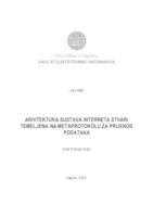 prikaz prve stranice dokumenta Arhitektura sustava Interneta stvari temeljena na metaprotokolu za prijenos podataka