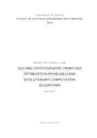 prikaz prve stranice dokumenta Rješavanje problema optimiranja kriptografskih primitiva uz pomoć algoritama evolucijskog računanja
