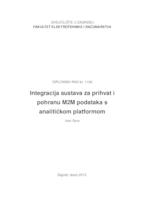 prikaz prve stranice dokumenta Integracija sustava za prihvat i pohranu M2M podataka s analitičkom platformom