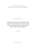 prikaz prve stranice dokumenta Primjena termalne analize (Differential Scanning Calorimetry-DSC) na uzorke čistog polimera Poly(ethylene terephthalate) (PET) i PET nanokompozita